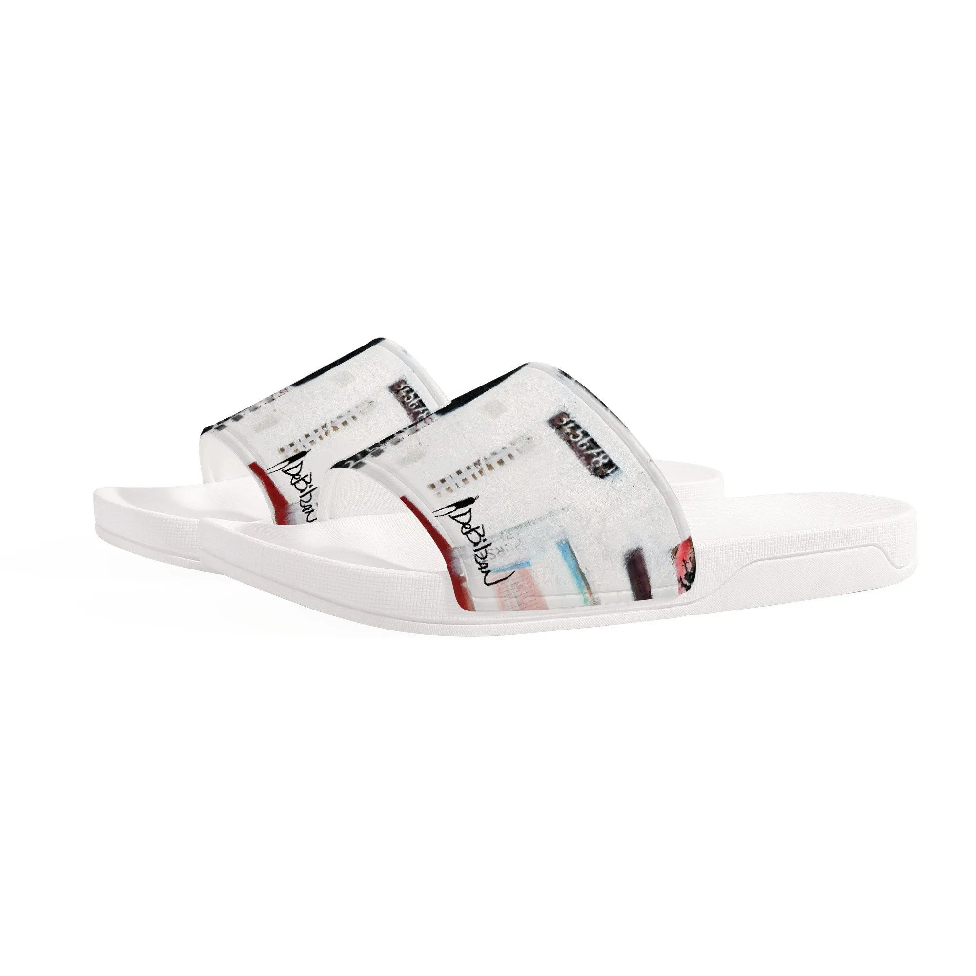 Abstract D30 Slide Sandals - White