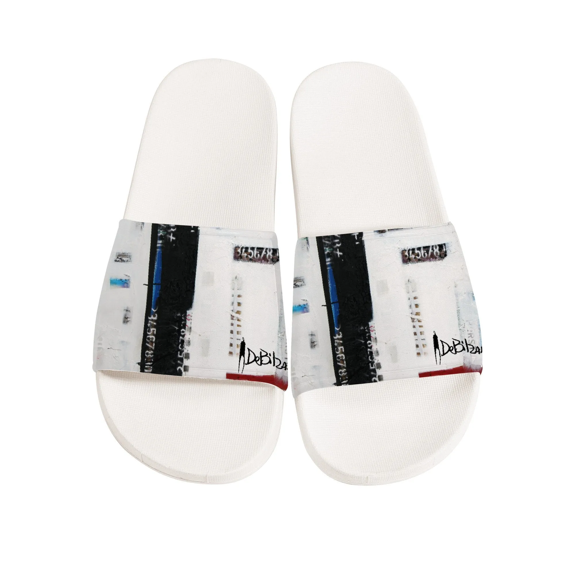 Abstract D30 Slide Sandals - White