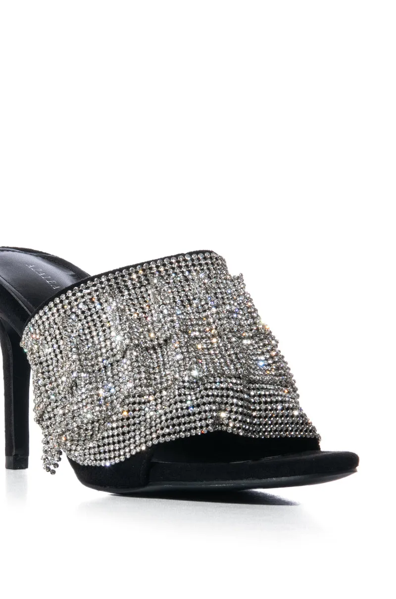 AZALEA WANG LAUDED RHINESTONE STILETTO SANDAL IN BLACK