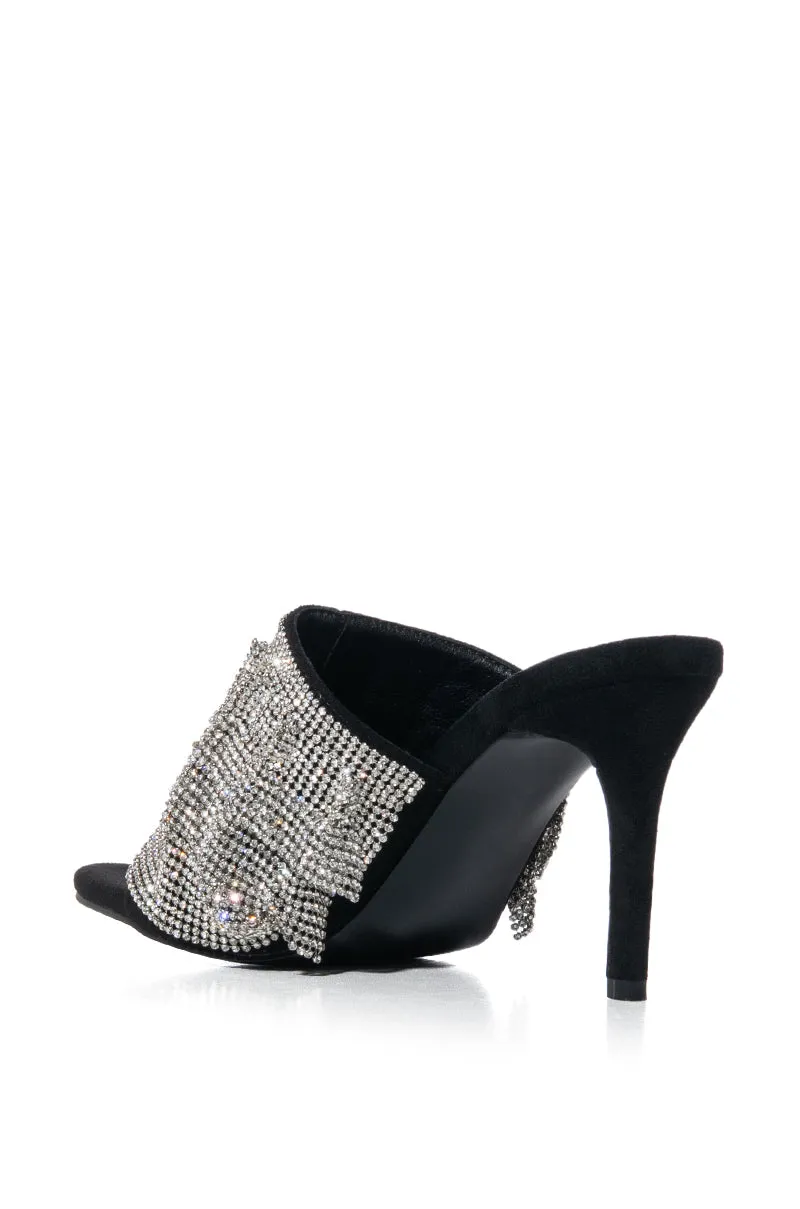 AZALEA WANG LAUDED RHINESTONE STILETTO SANDAL IN BLACK