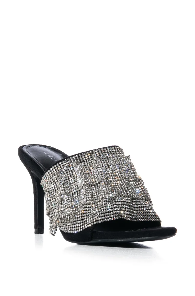 AZALEA WANG LAUDED RHINESTONE STILETTO SANDAL IN BLACK