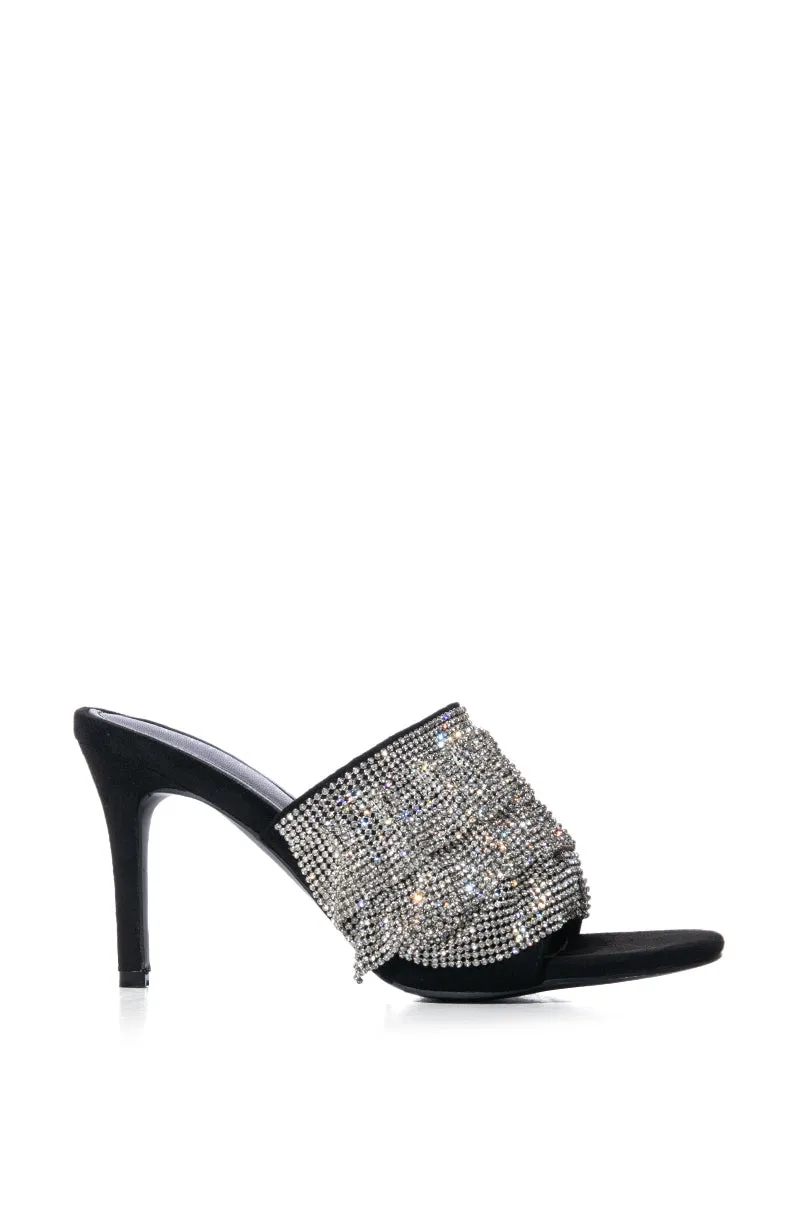 AZALEA WANG LAUDED RHINESTONE STILETTO SANDAL IN BLACK