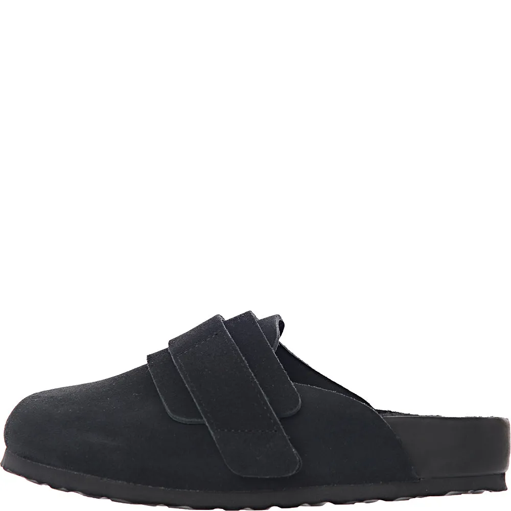 Birkenstock X Tekla Womens X Tekla Nagoya Suede Shearling Slipper in Black