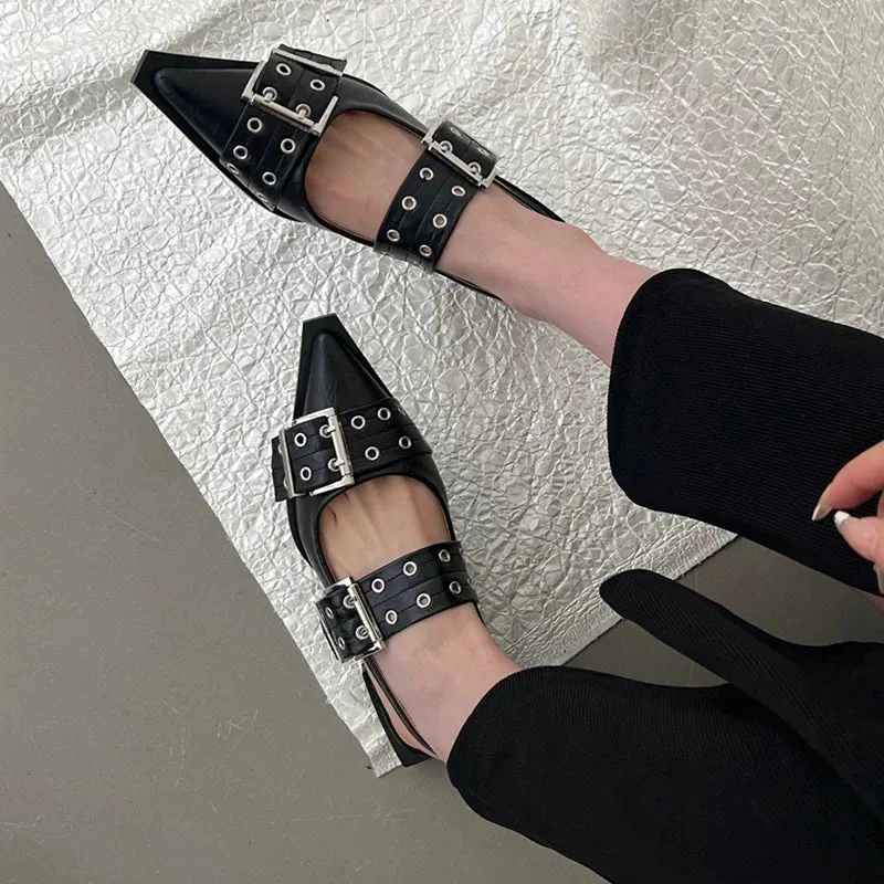 Buckle Sling back Pointed Toe Mules