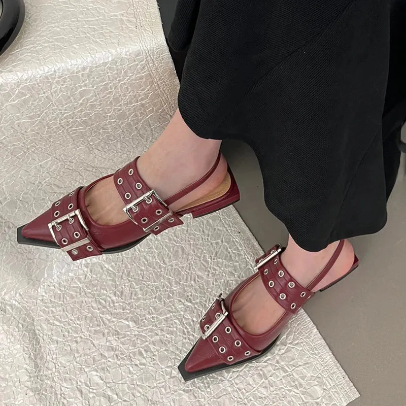 Buckle Sling back Pointed Toe Mules