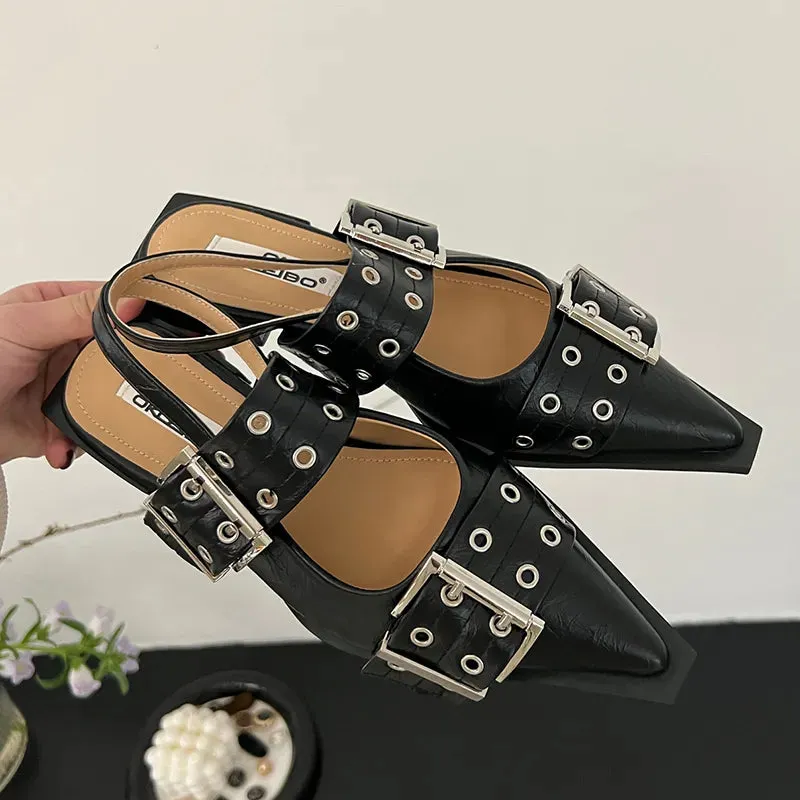 Buckle Sling back Pointed Toe Mules