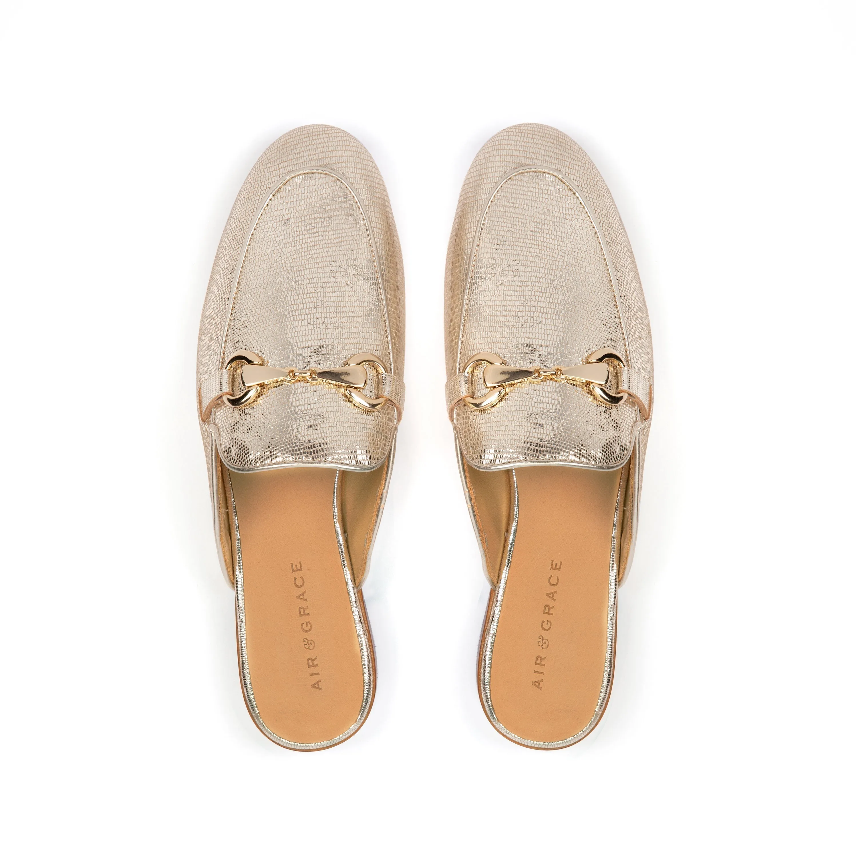 Cherie: Gold Backless Loafer