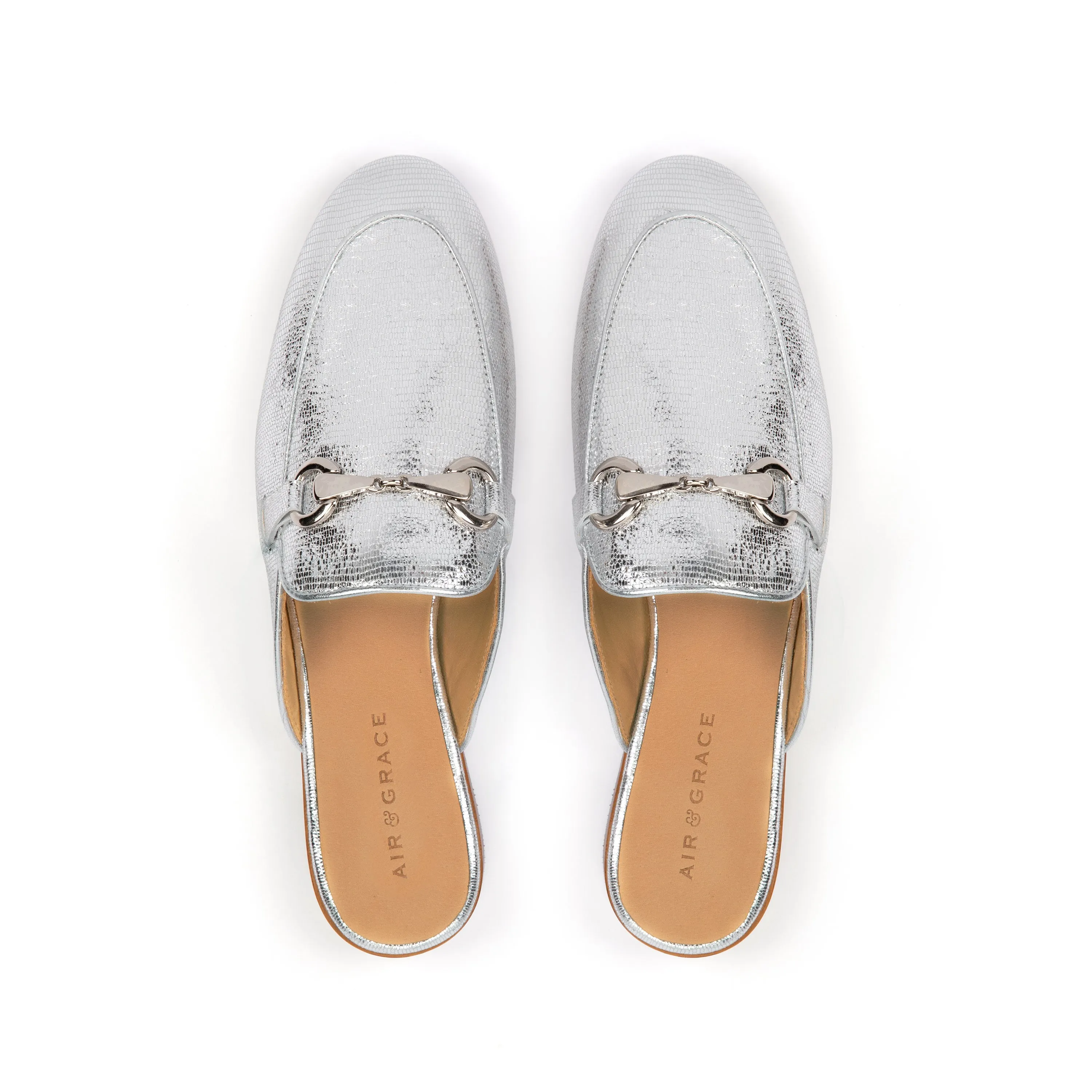 Cherie: Silver Backless Loafer