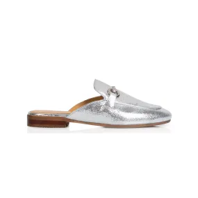 Cherie: Silver Backless Loafer