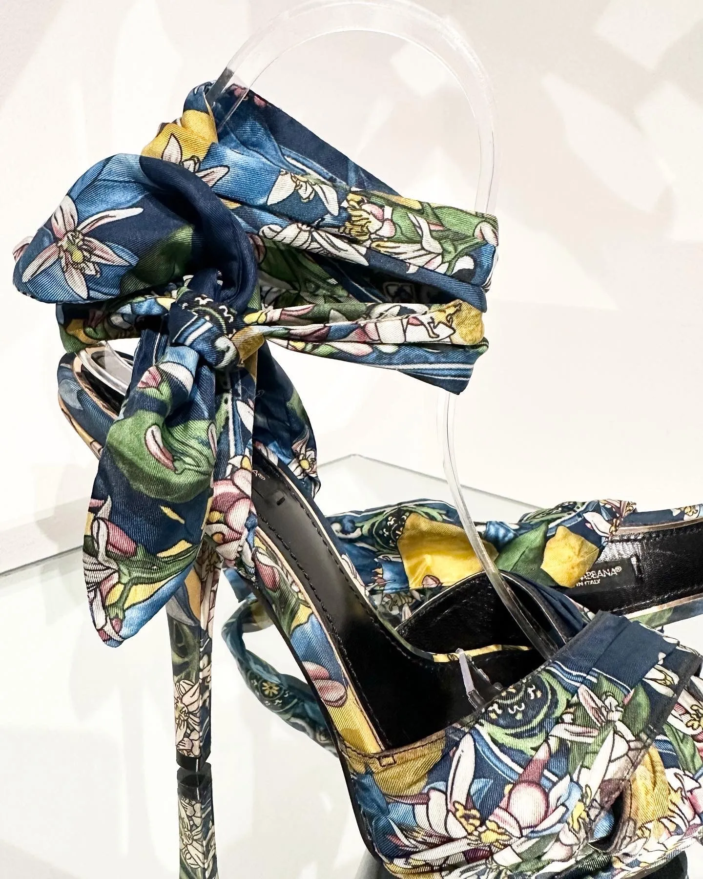 DOLCE & GABBANA Satin Tie Up Platform High Heels