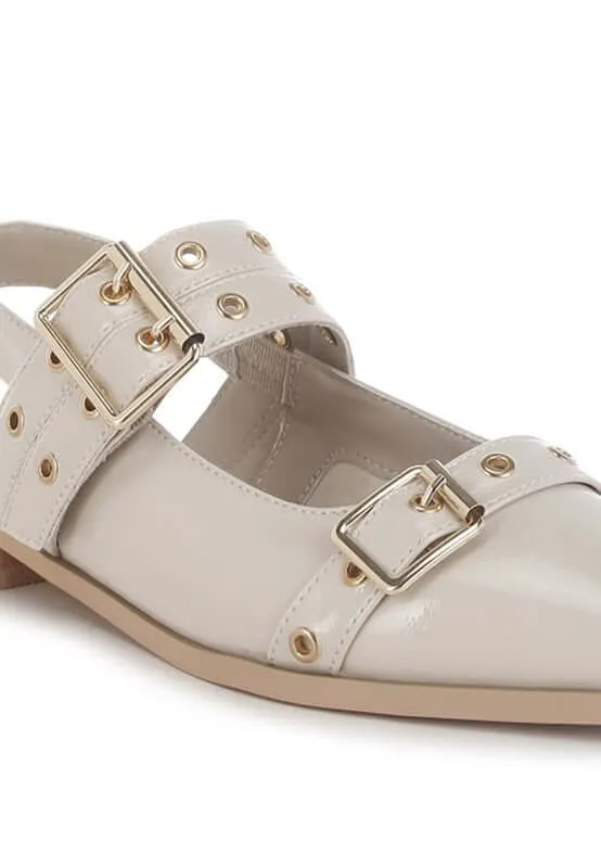 Eyelets & Buckle Detail Flats