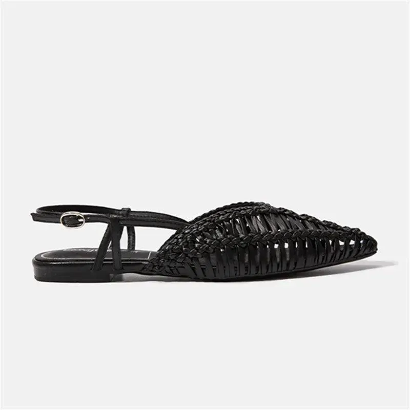 Flat Woven Slingback Flats - Black