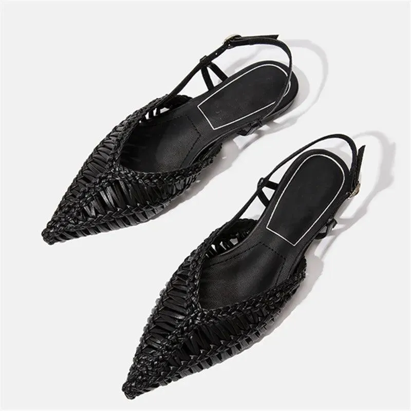 Flat Woven Slingback Flats - Black