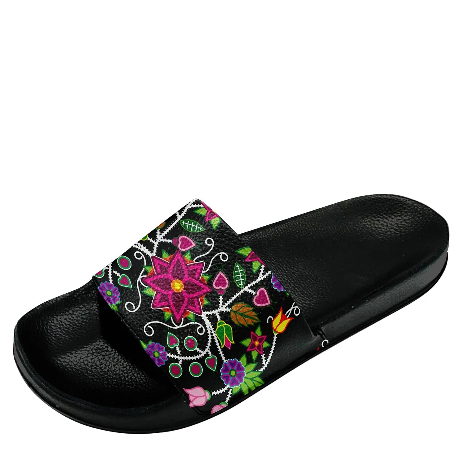 Floral Beadwork Slide Sandals