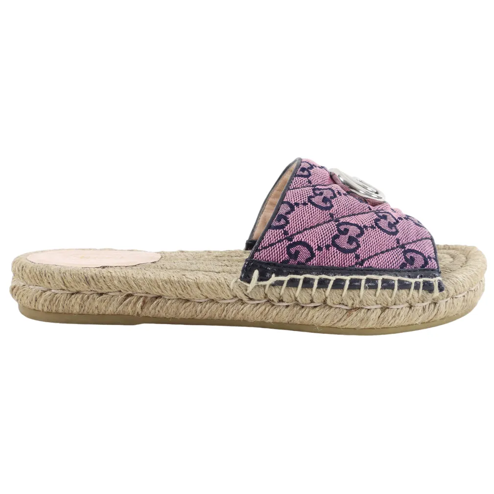 Gucci Pink Monogram Marmont Flat Espadrille Sandals - 37