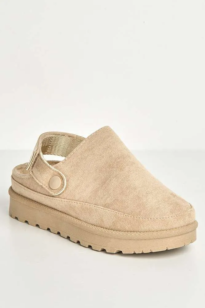 Harley Backless Extended Elastic Strap Slippers in Beige