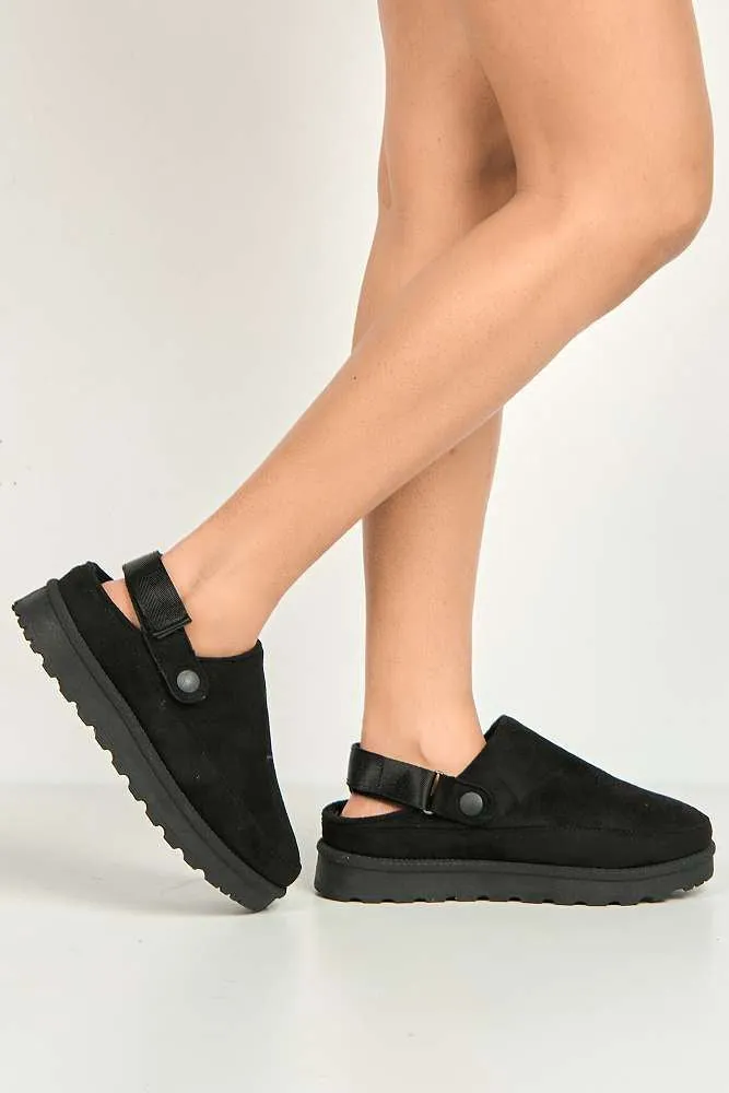 Harley Backless Extended Elastic Strap Slippers in Black