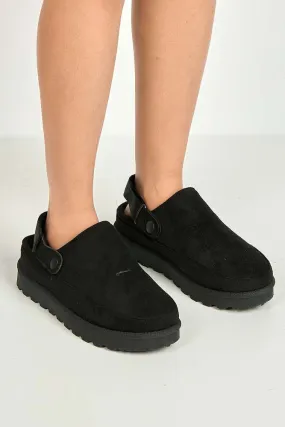 Harley Backless Extended Elastic Strap Slippers in Black