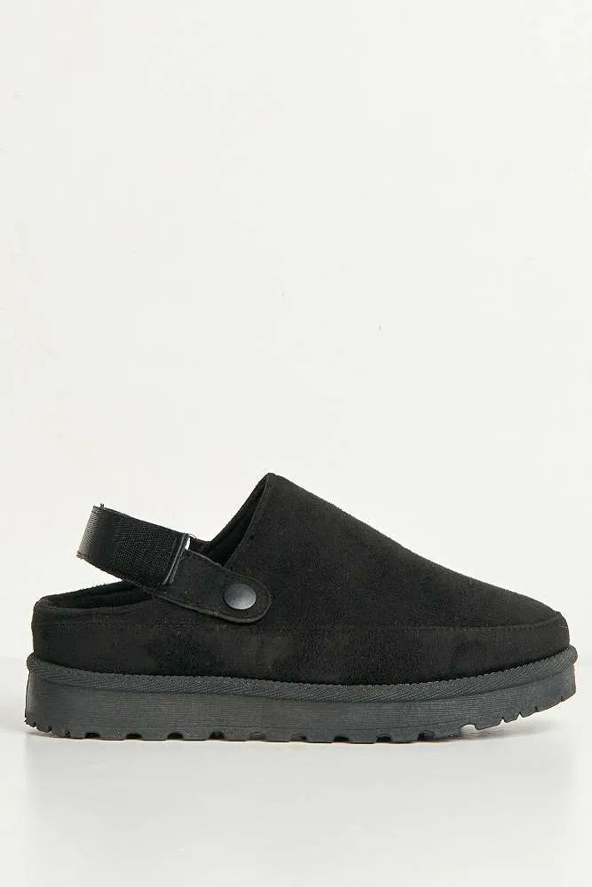 Harley Backless Extended Elastic Strap Slippers in Black