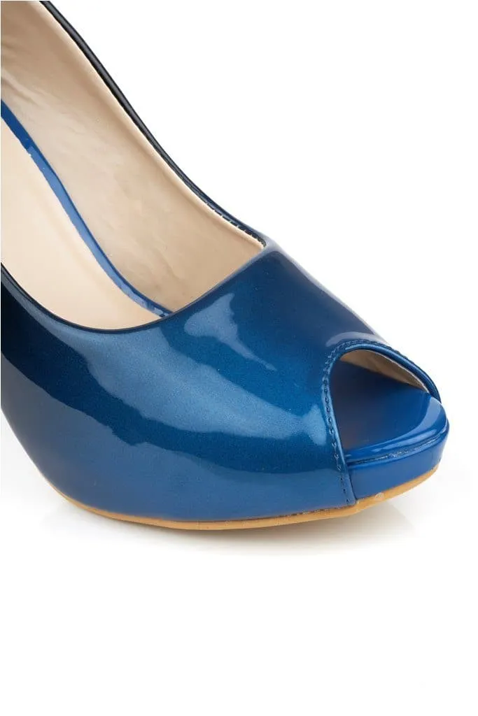 HoneyHoney Two Tone Peeptoe Court Shoe in Navy