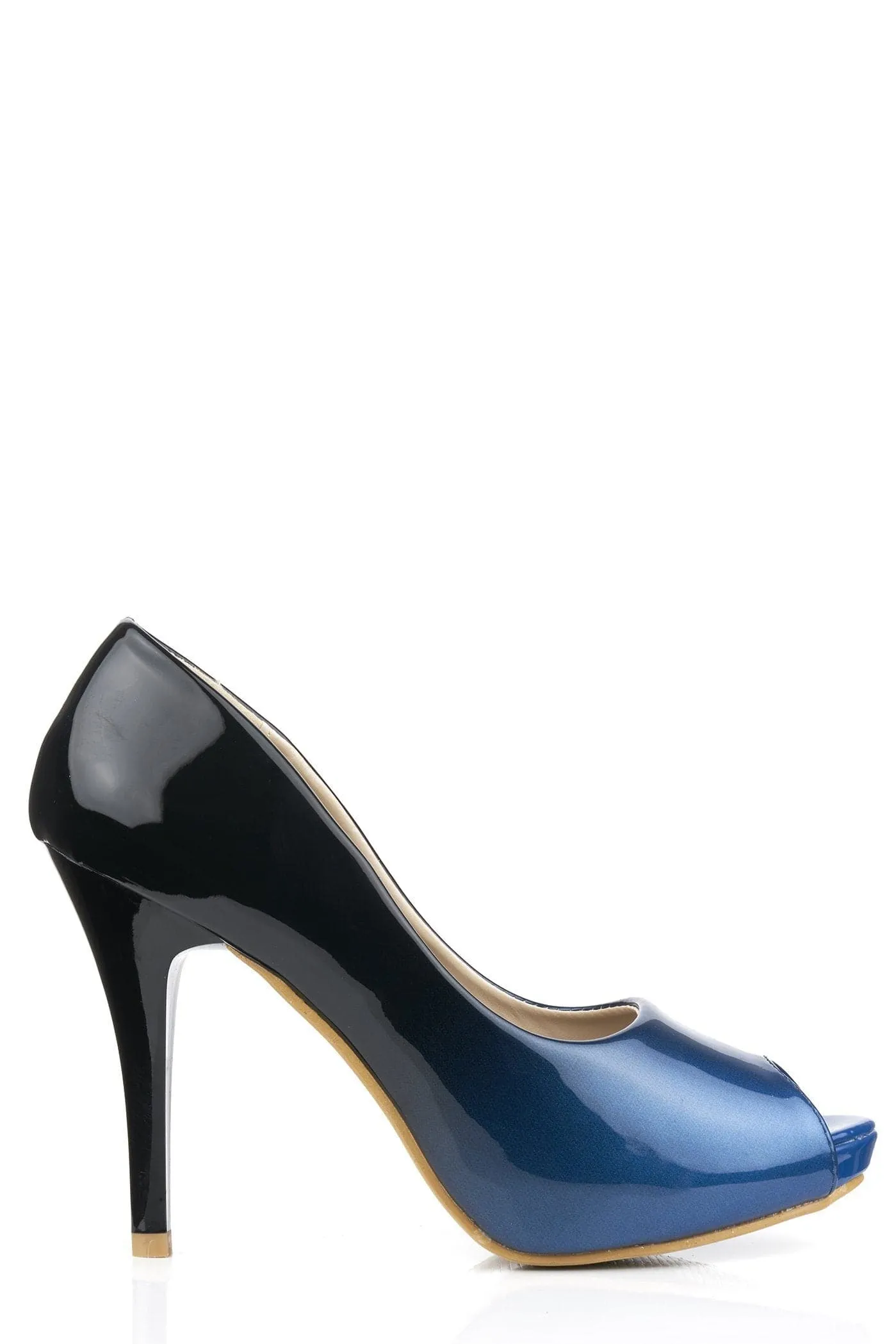 HoneyHoney Two Tone Peeptoe Court Shoe in Navy