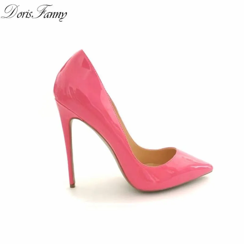 Hot Pink Patent Leather Sexy Stiletto High Heels Pumps