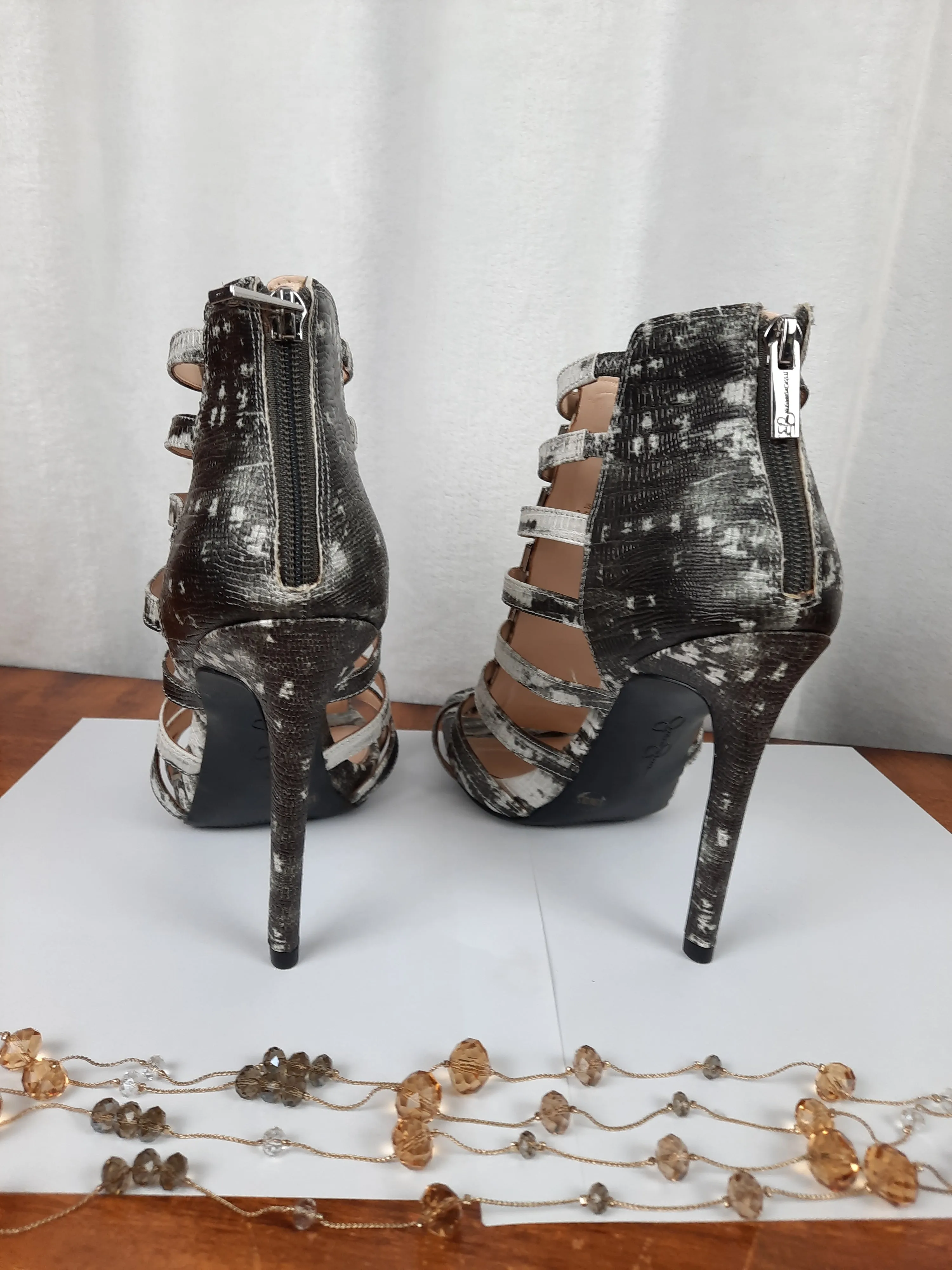 Jessica Simpson Snakeskin Caged Stilleto Heels