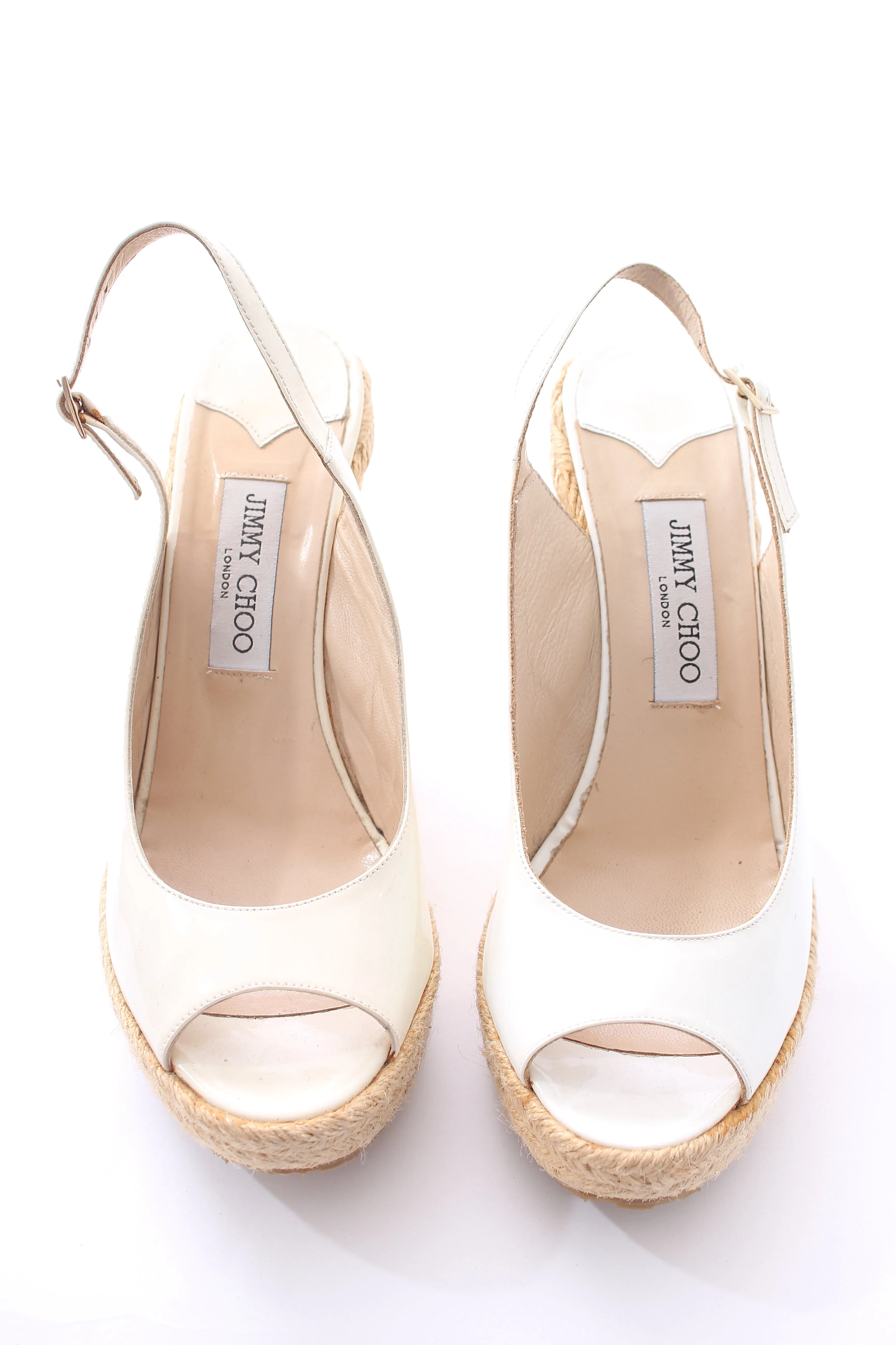 Jimmy Choo Patent Leather Espadrille Wedge Sandals