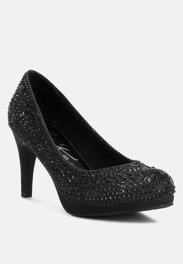 Jolly Exquisite Rhinestone-Embellished Stiletto Pumps