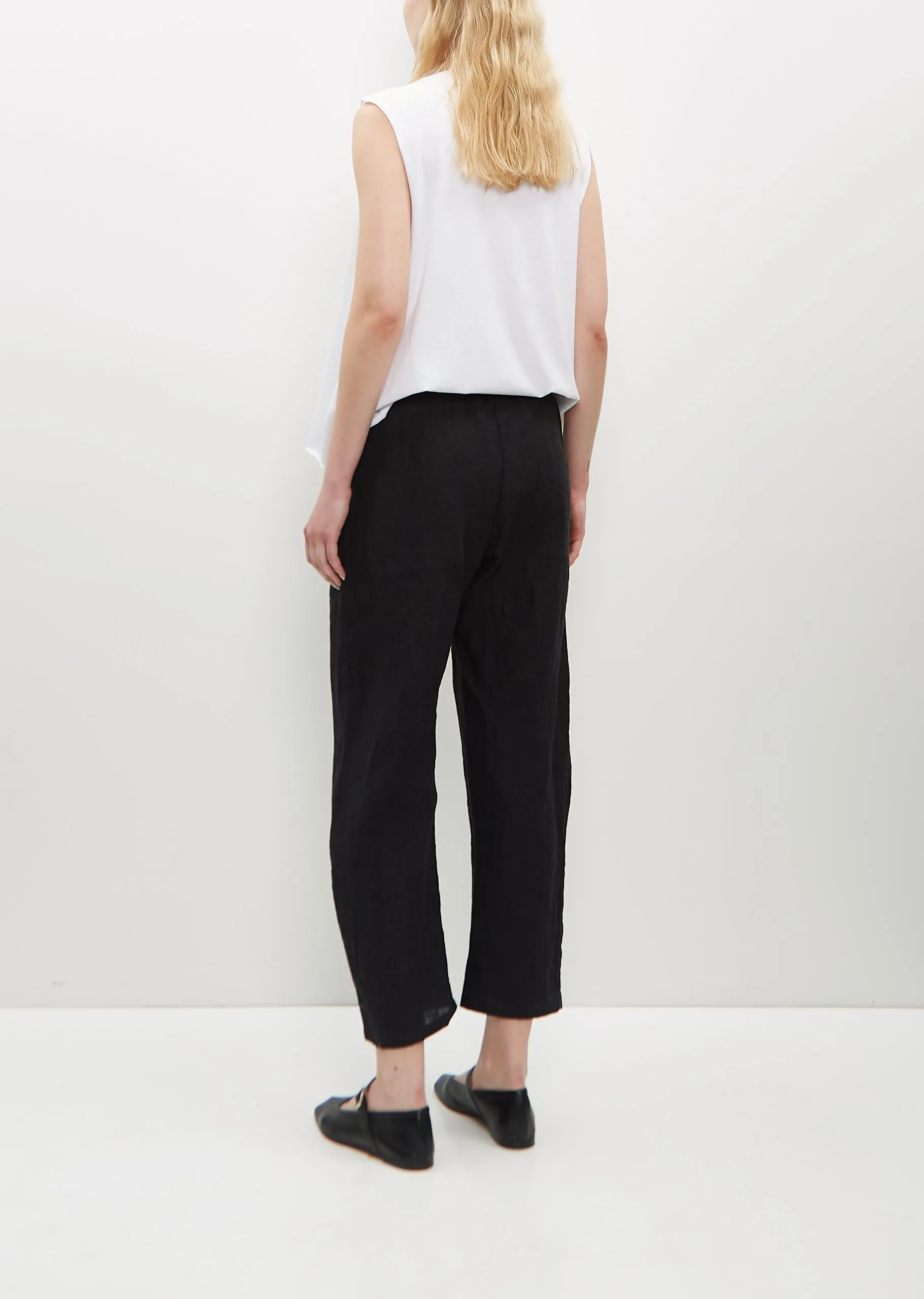 Linen Tapered Pants — Black