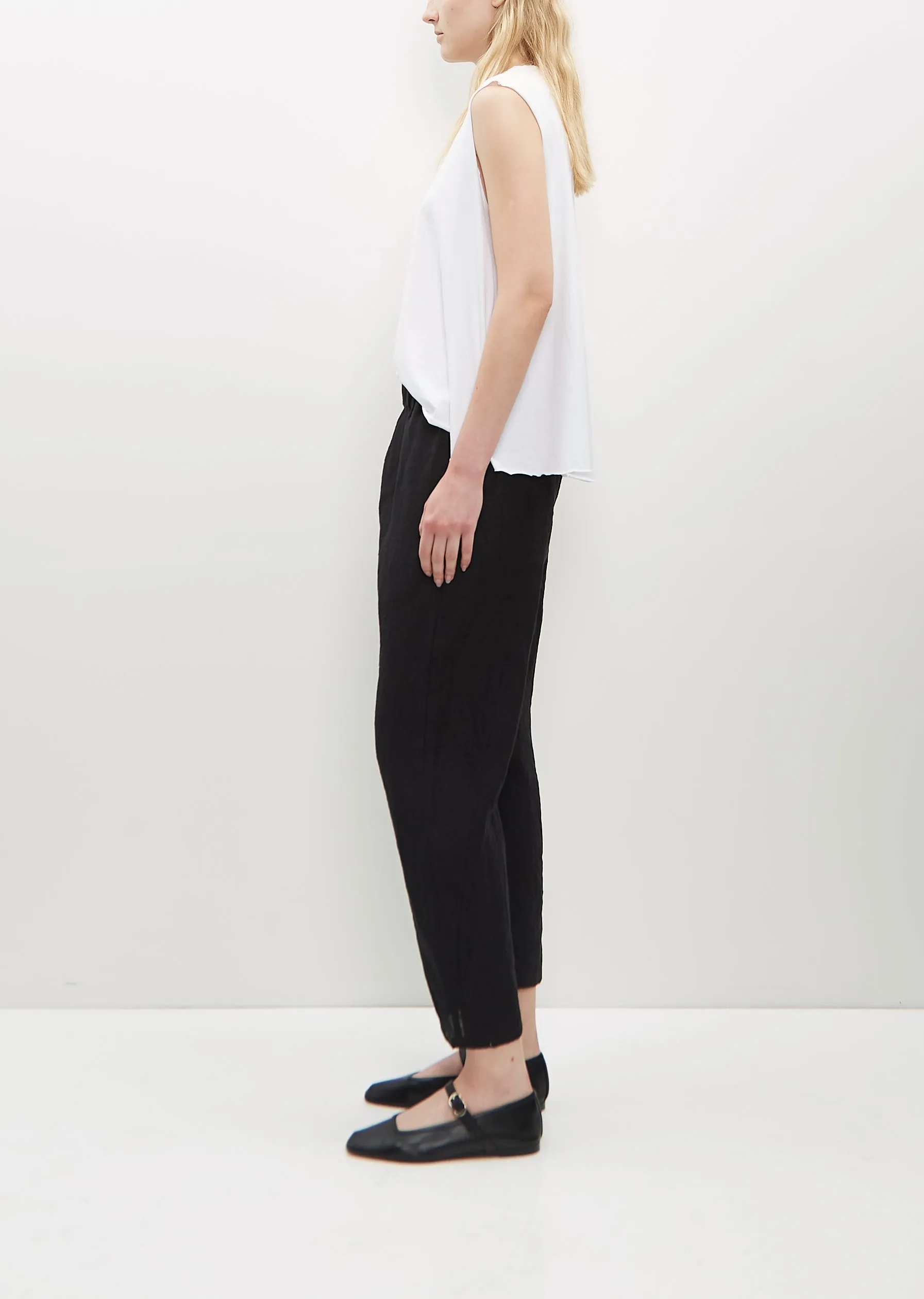 Linen Tapered Pants — Black