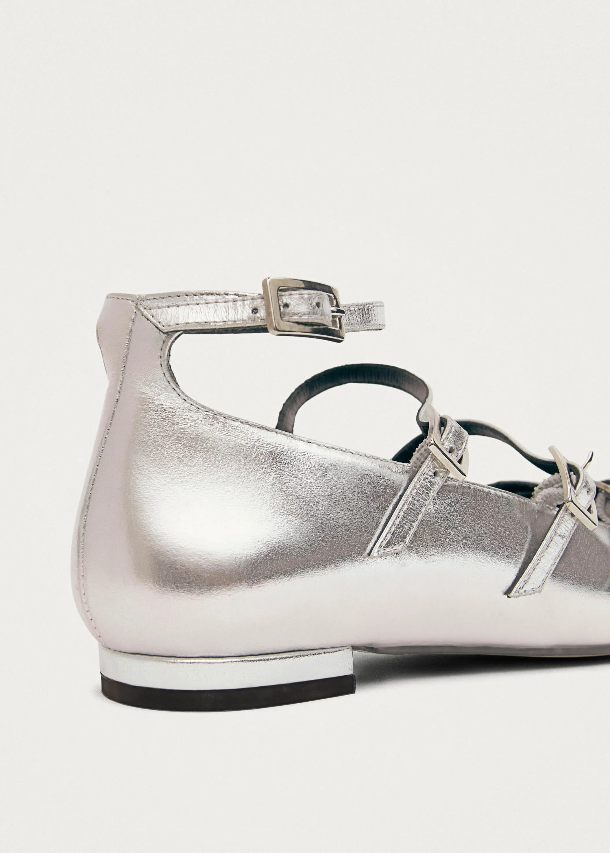 Luke Shimmer Silver Leather Ballet Flats