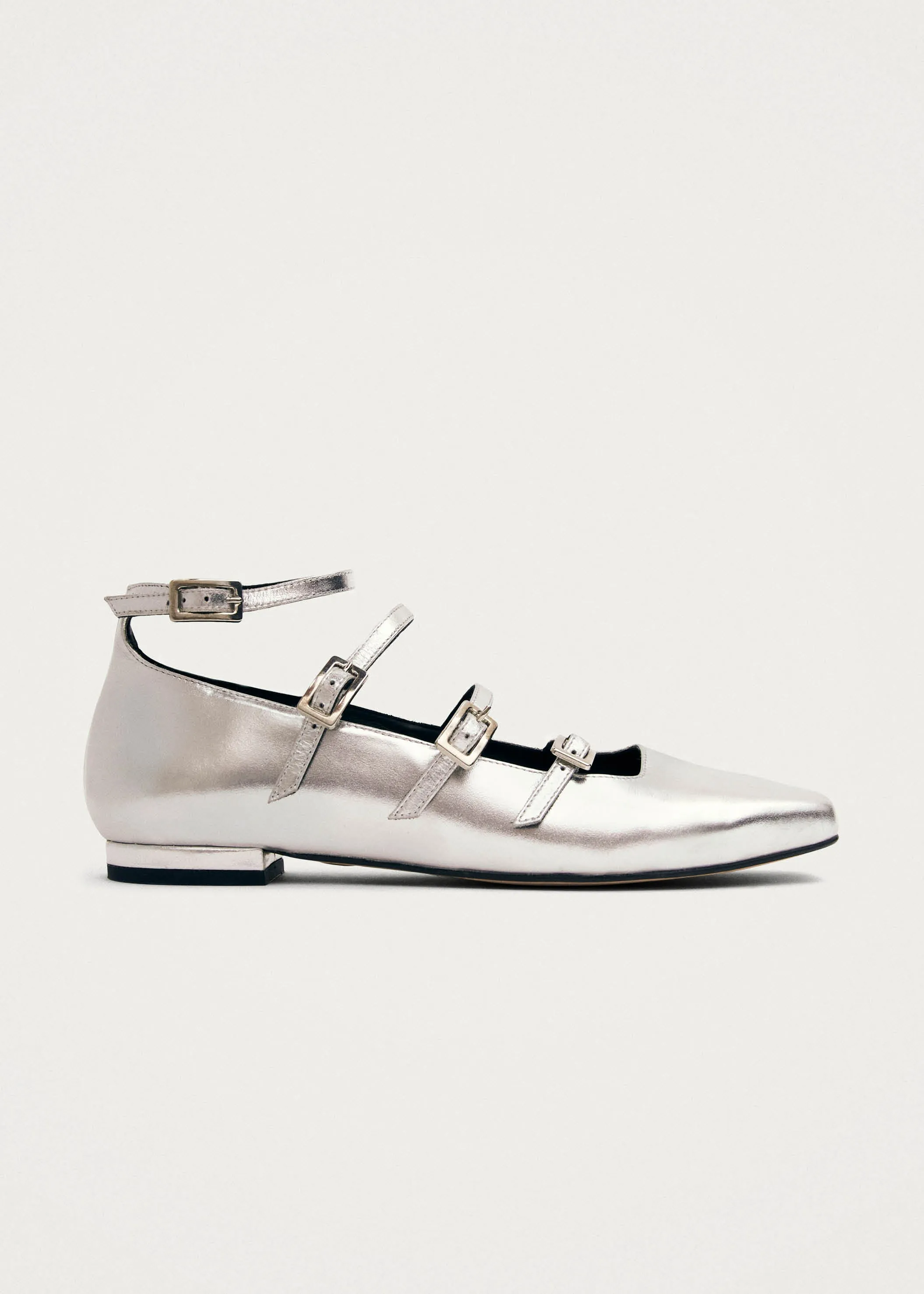 Luke Shimmer Silver Leather Ballet Flats