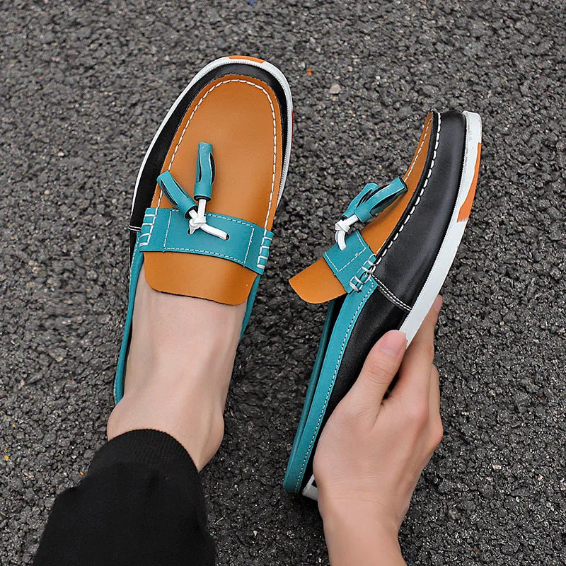 Men's Casual PU Leather Classic Backless Loafers