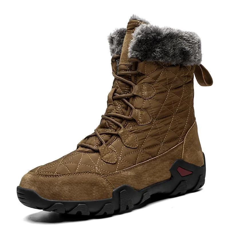 Mens High Ankle Snow Boots Waterproof Thick Plush Warm