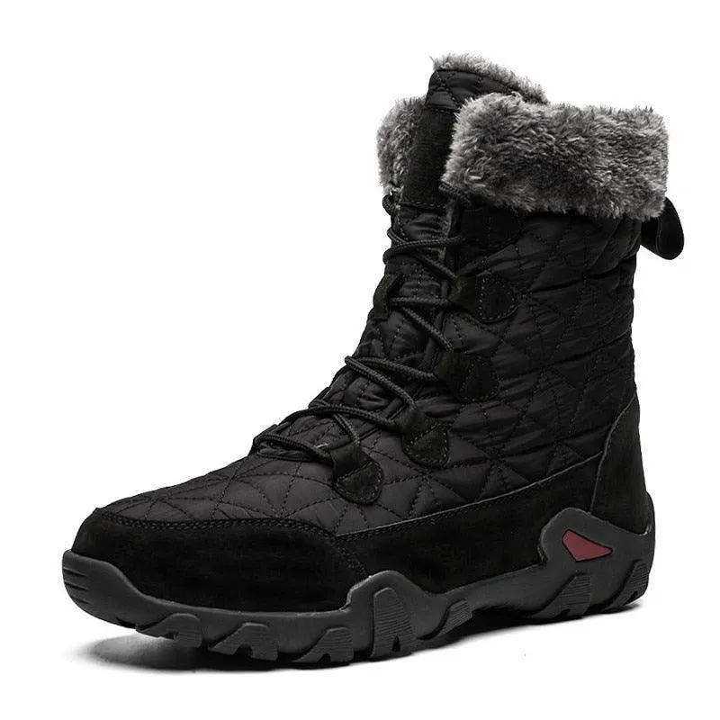 Mens High Ankle Snow Boots Waterproof Thick Plush Warm