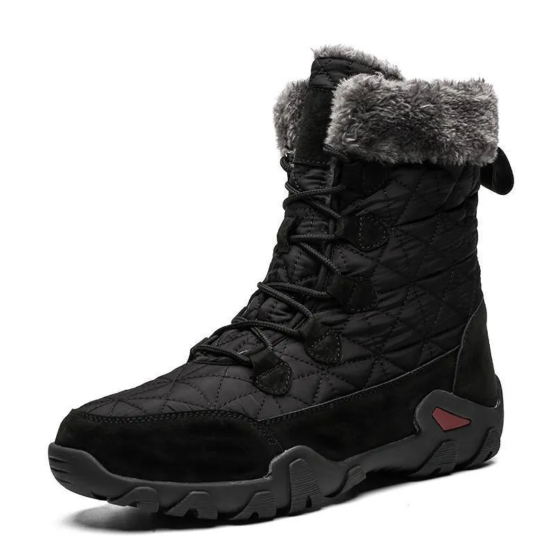 Mens High Ankle Snow Boots Waterproof Thick Plush Warm