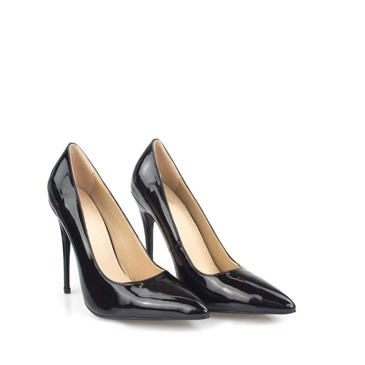 Mila High Stiletto Heel Court Shoe In Black Patent