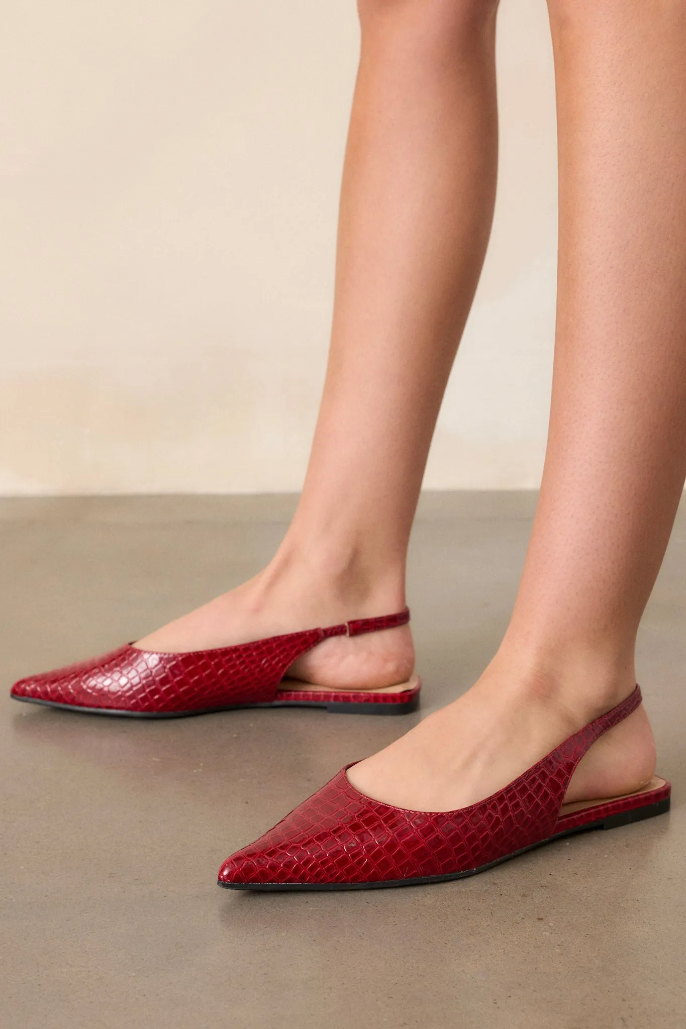 Mixed Feelings Red Pointed-Toe Slingback Flats