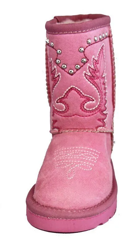 Montana West Kids Embroidery Boots - Pink