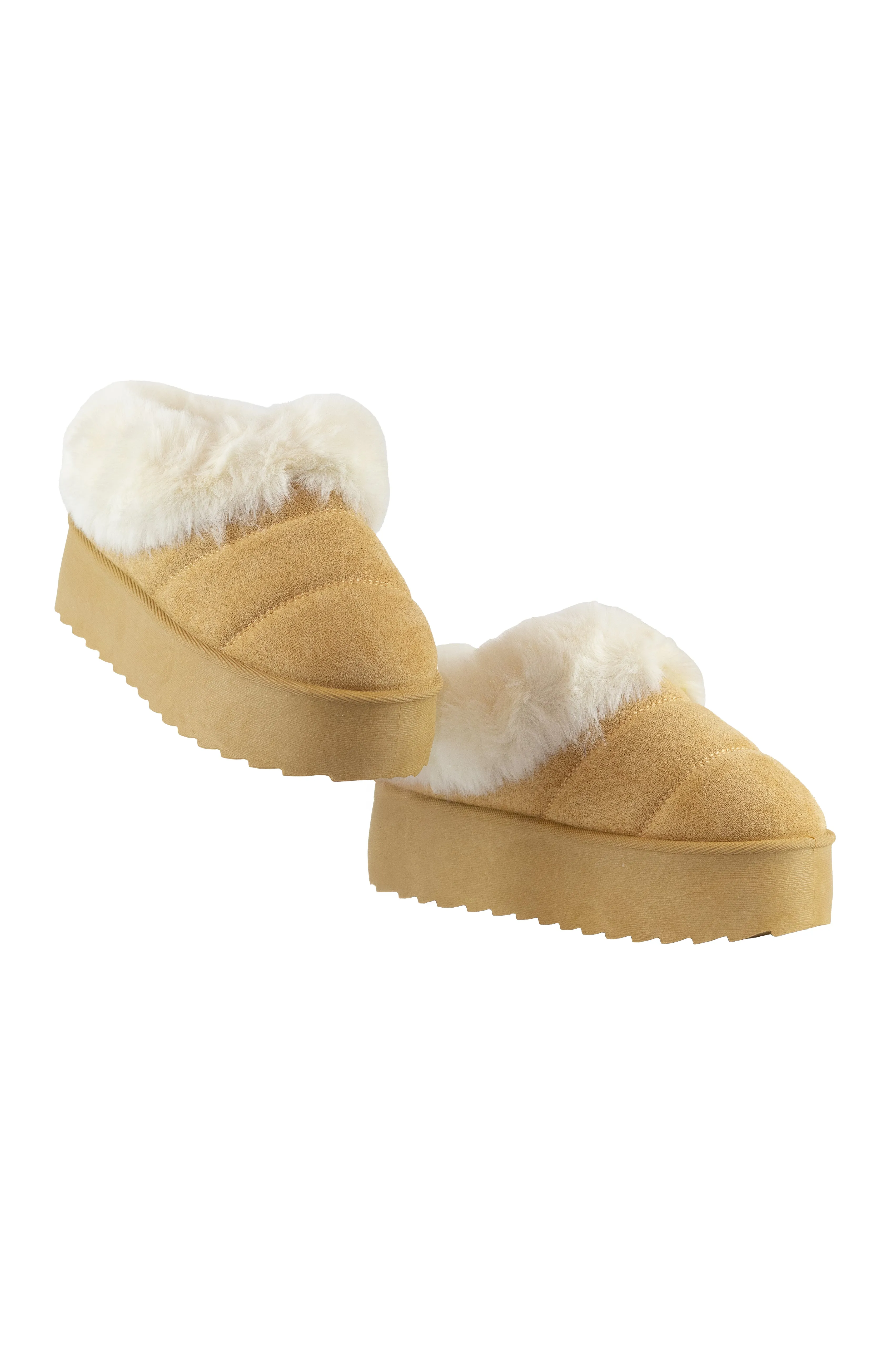 Nature -  Faux Fur Platform Slip On Booties