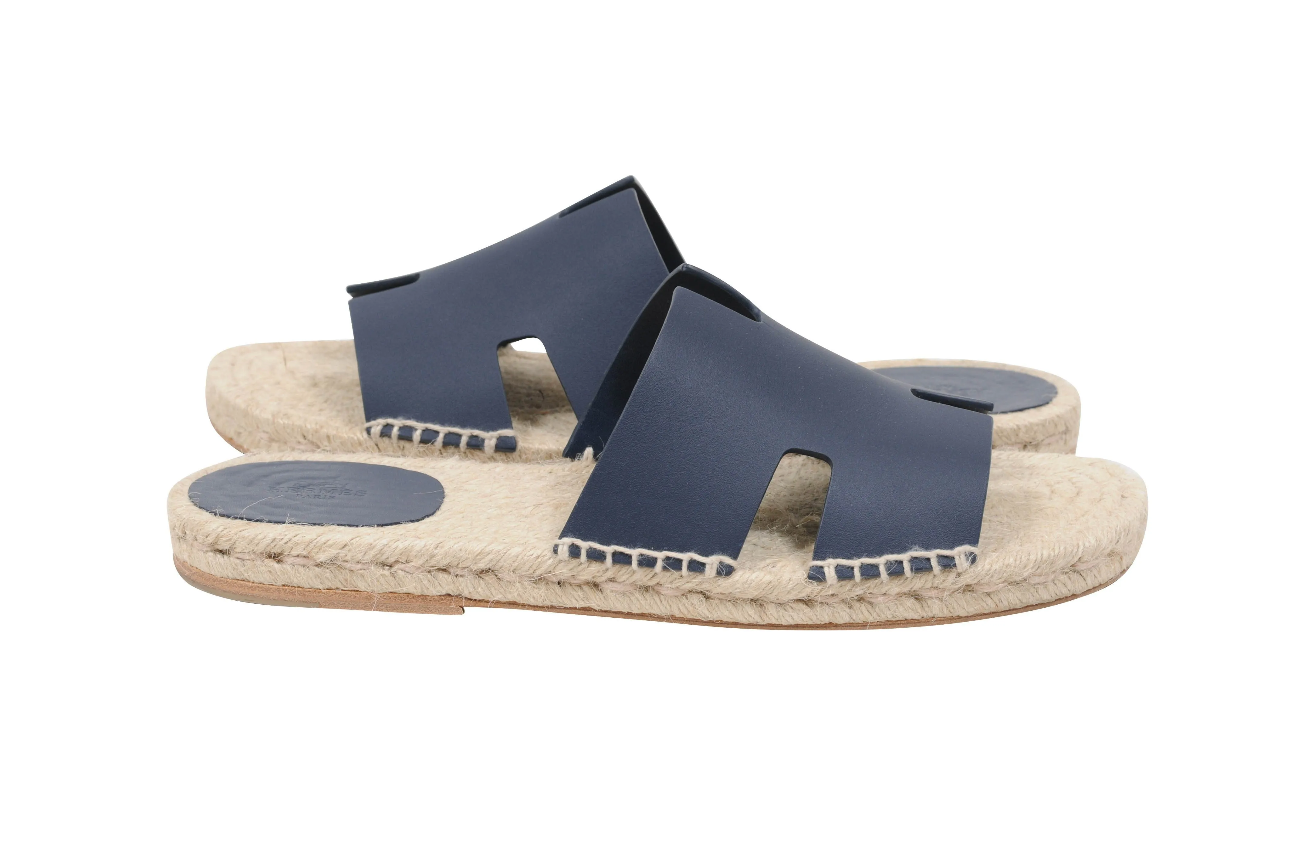 Navy Blue Antigua Espadrille Leather Sandals