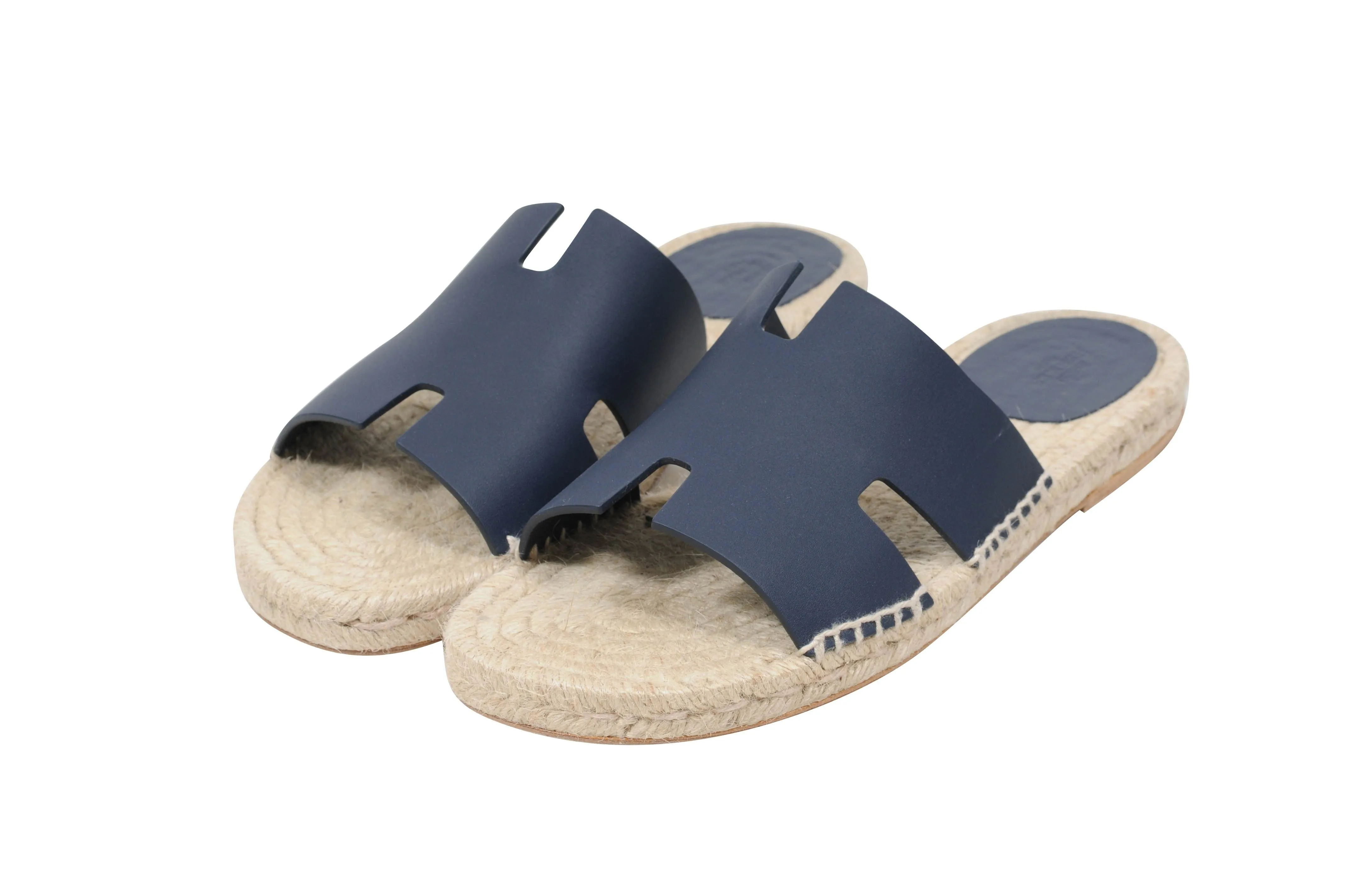 Navy Blue Antigua Espadrille Leather Sandals