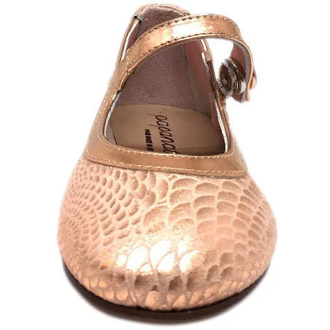 Papanatas by Eli Copper Snake Print Mary Janes Button Flats