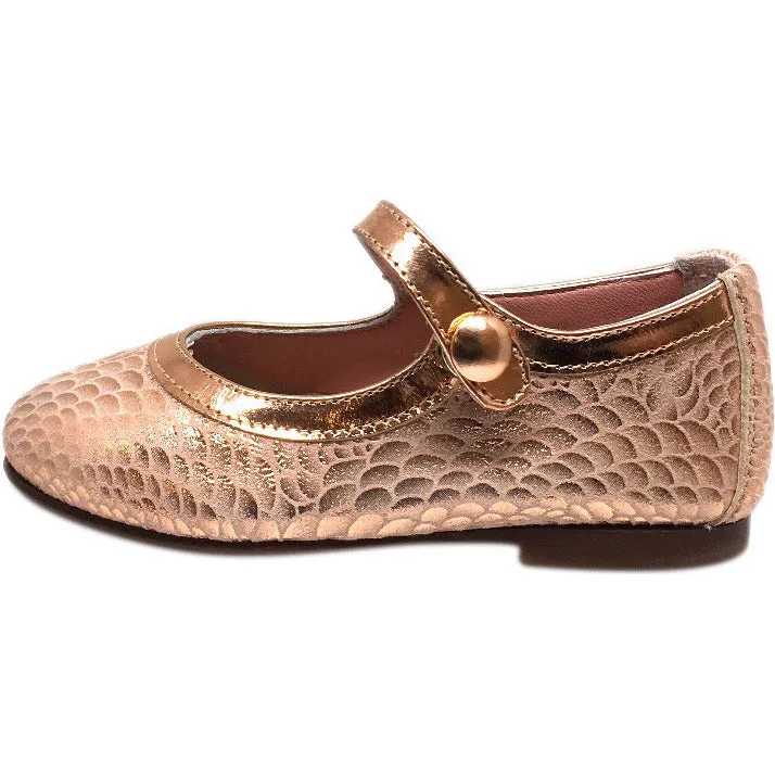 Papanatas by Eli Copper Snake Print Mary Janes Button Flats