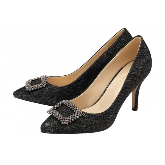 Petunia Black Snake Print Heels by Lotus