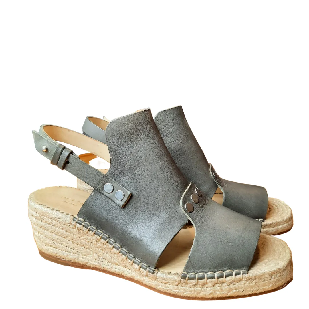 Rag & Bone Sayre Espardrille Wedge Sandals, Grey  size 8.5