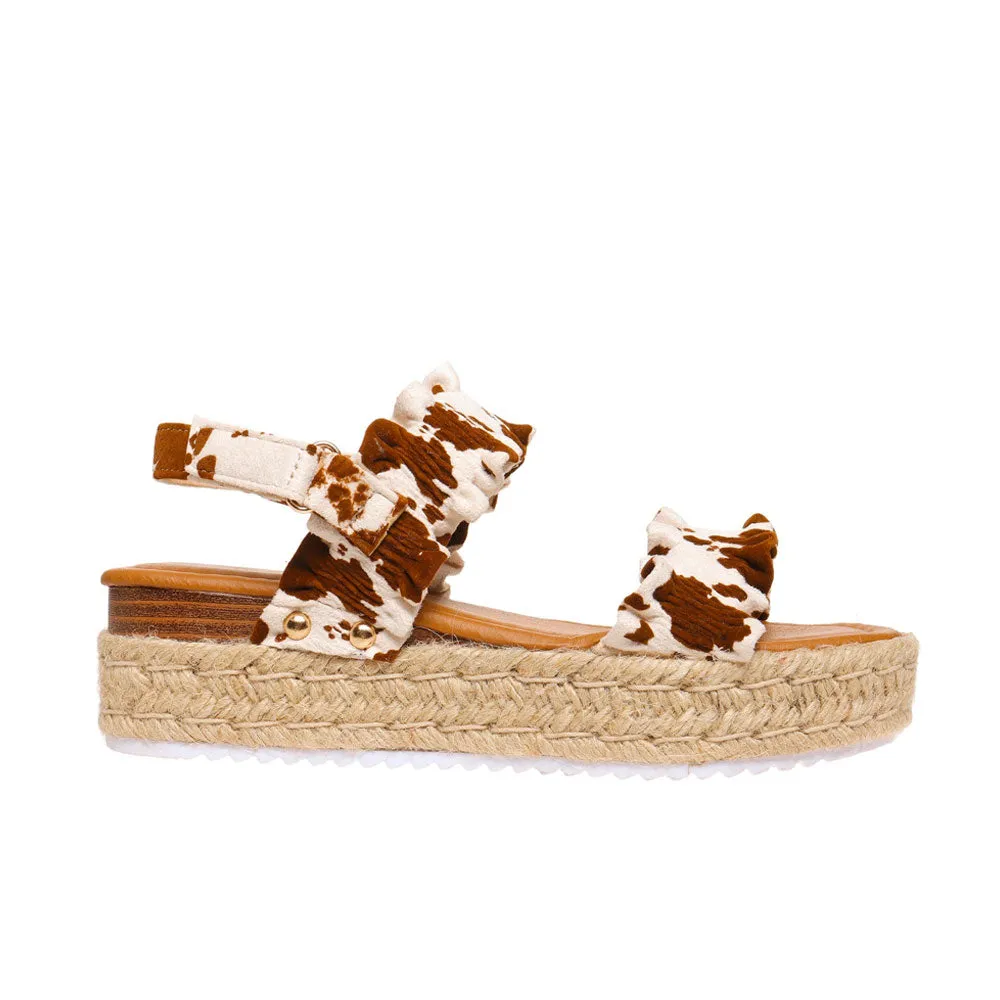 Ruffle Strap Wedge Sandal