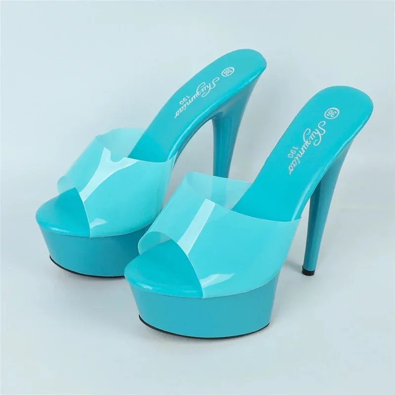 Stiletto Heels Transparent Slide Jelly Shoes