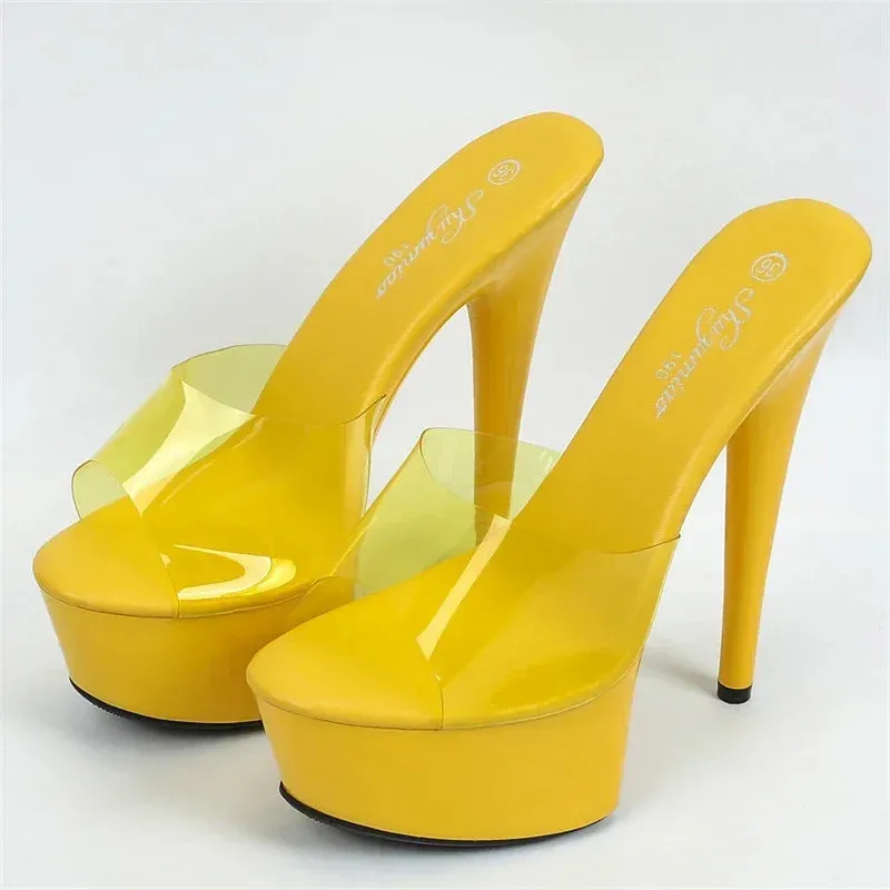 Stiletto Heels Transparent Slide Jelly Shoes